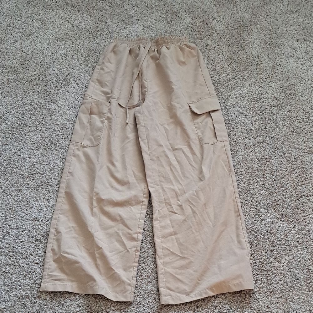 SHEIN Tan Elastic Waist Pants